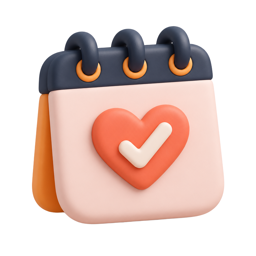 Heart calendar representing your next step