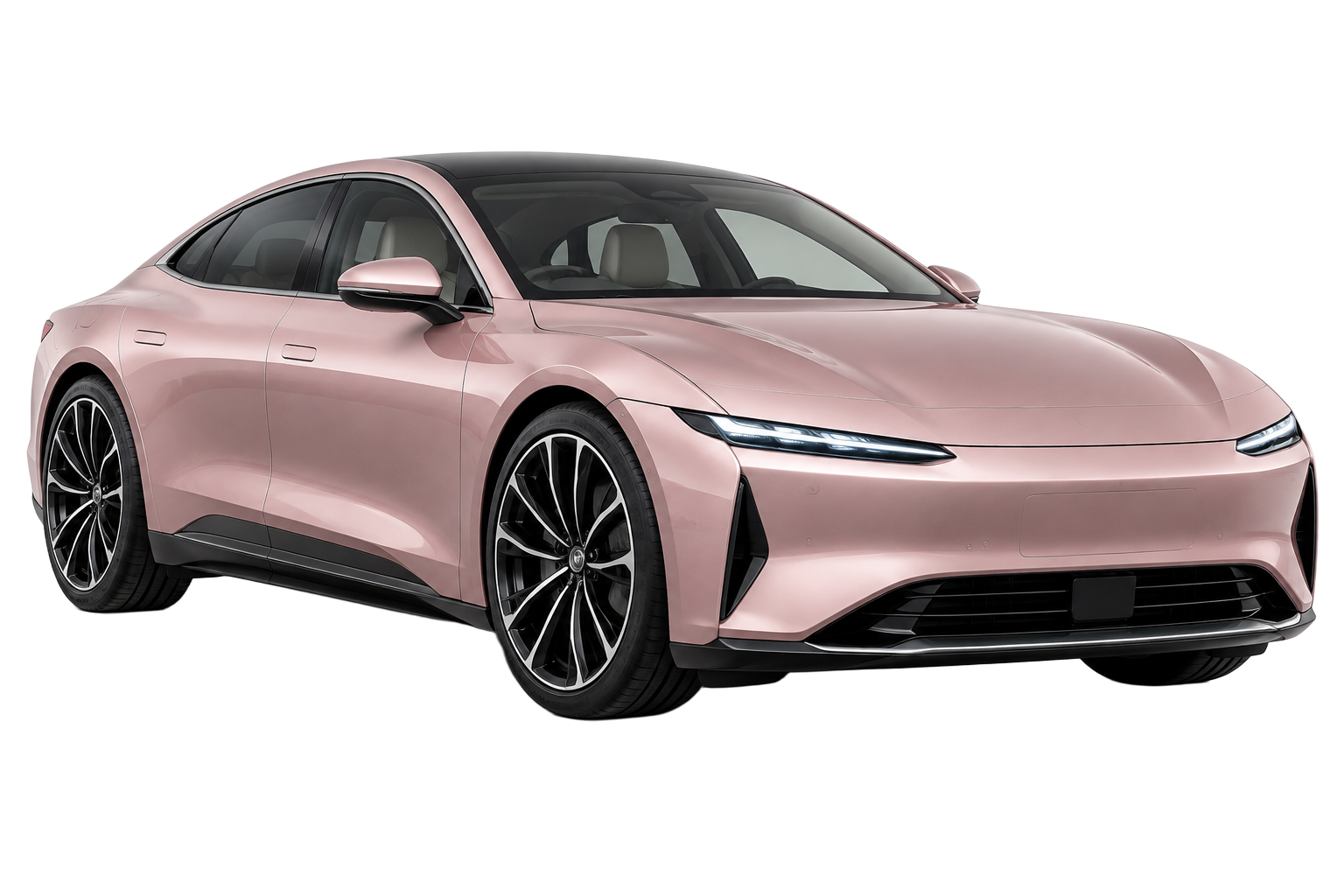 Unbranded blush-pink electric car